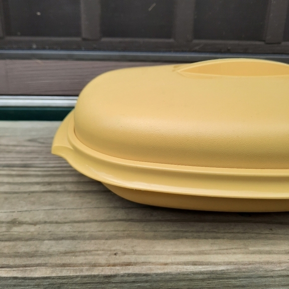 Vintage Tupperware Microwave Vegetable Steamer Harvest Gold 4 piece set 1273-7 - Picture 3 of 15